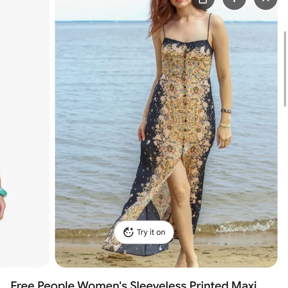 Free People Navy and Cream Floral Maxi Dress